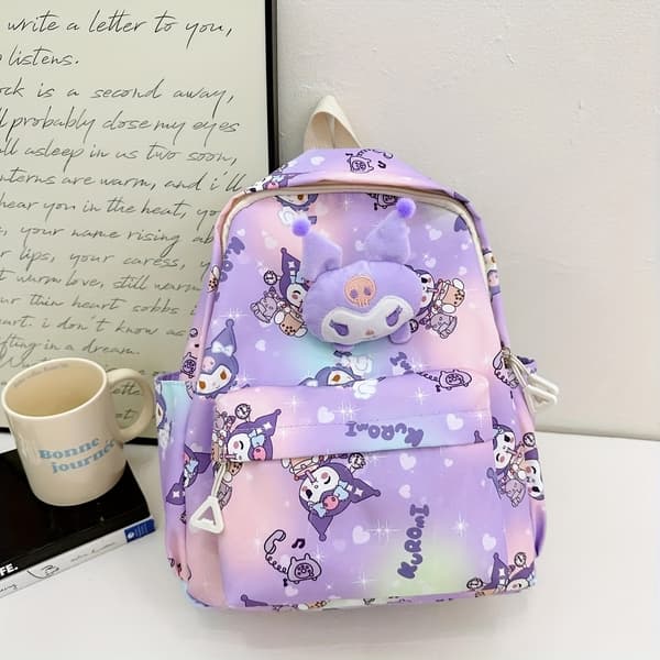 Authorized Sanrio Cartoon Printed Backpack, Padded Shoulder Straps, Hello Kitty Backpack Suitable for School. [DB] klm klm