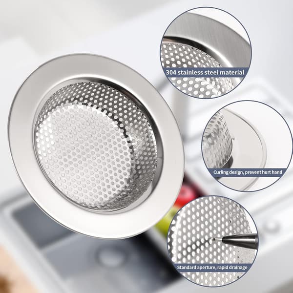 2-pack Stainless Steel Sink Strainer and Stopper - with Robust Rubber Seal and Round Knob Handle