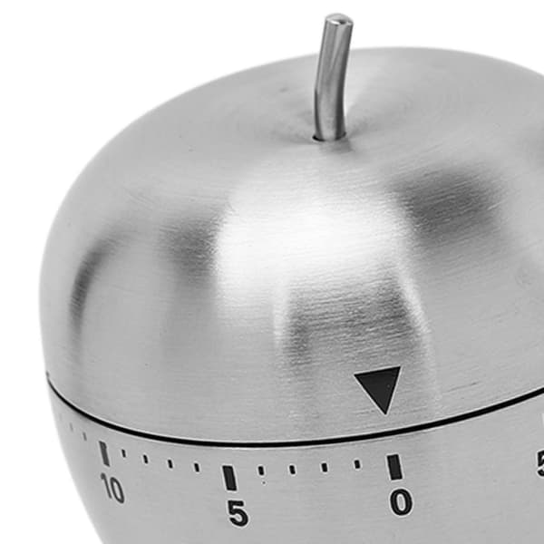 Æbleformet Timer Manuel Roterende Rustfrit Stål Metal Høj Alarm Nedtælling Madlavningstimer til Læring