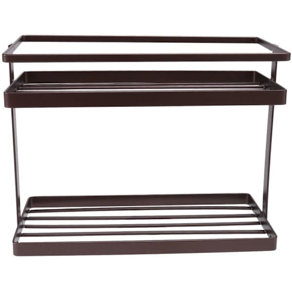 Kitchen Bathroom Wall Mounted 2 Tier Storage Organizer Storage Shelf Art Wall Shelf Multi-layer Spice Rack