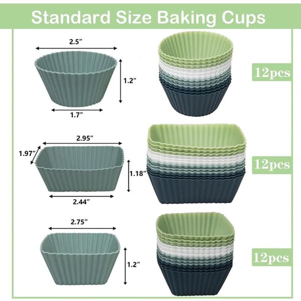 Genanvendelige muffinforme 36 stk. Silikone madkassedelere, fødevaregodkendte non-stick silikone muffinforme, bento-boks