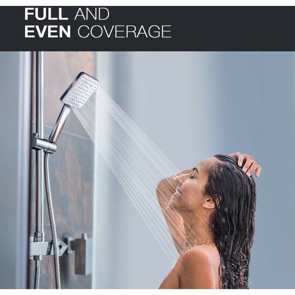 Shower, large, square, single-hand operation, 6-level high-pressure shower, chrome