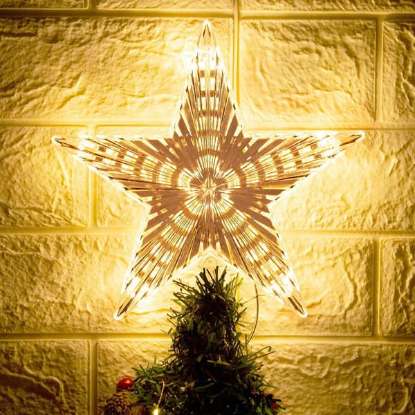 LED Christmas Tree Star - Plug-in 5-Point Illuminated Christmas Decoration
