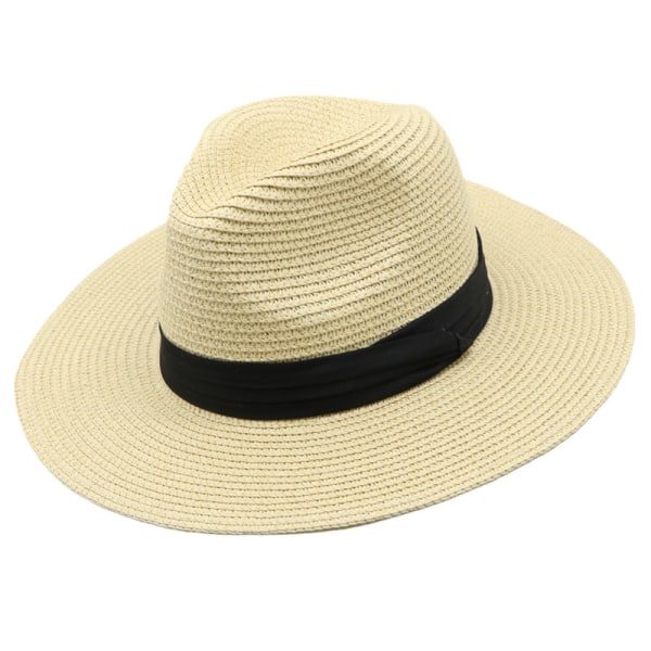 1st Raffia stråhatt för män med stor brättad hatt sommarsolhatt