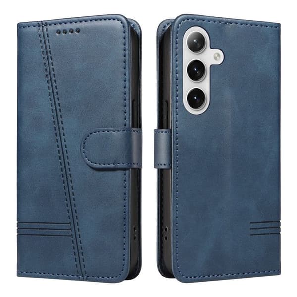 For Samsung Galaxy S23FE 6.4 \" Classic Leather Wallet Case with Card Holder and Stand, Shockproof, Blue[DB]