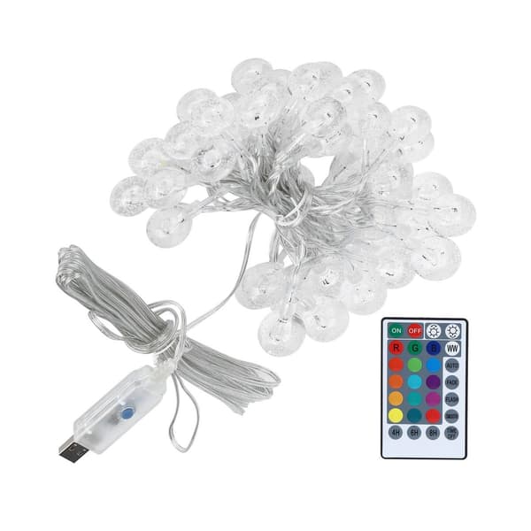 5m 50 LED String Light Waterproof RGB + WW Remote Control Ball KLB