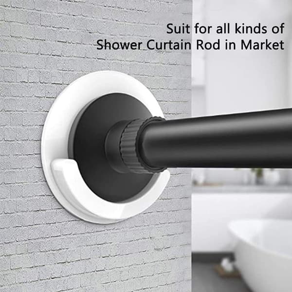 Self-adhesive Shower Curtain Rod Holder - No Drilling - 2-pack - White - Durable Material