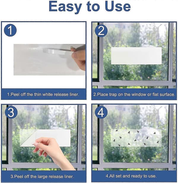 Fly Trap Sticky Strips, Transparent Window Fly Trap, 50 Pcs with Non-Toxic Adhesive (FMY)