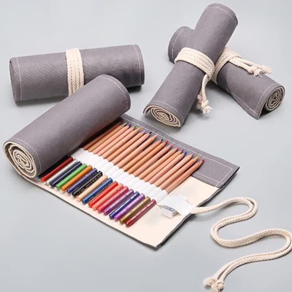 Pencil Case Roll Pack Drawing Painting Canvas Pencil Case 48 Slots KLB