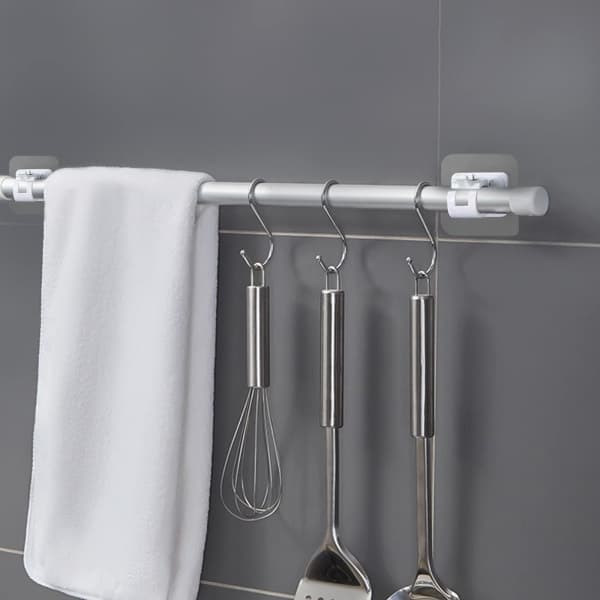 6 stk Selvklebende Gardinstangfester Gardinstangfester Ingen Boring Draperikrokholder Håndklestangfeste Stangholder (Hvit)