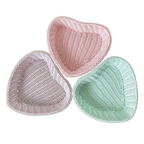 Heart-shaped Imitation Rattan Basket, Durable Rustic Storage Basket for Candy, Fruit, Snacks for Weddings, Home and Desk