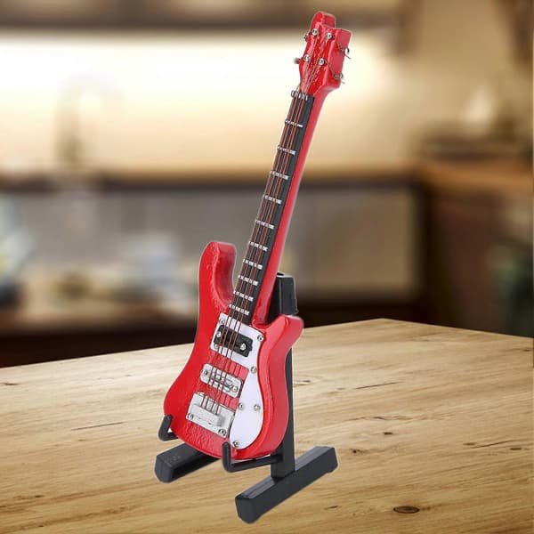 Miniature Træ Simulation Elguitar Model Musikinstrument Ornament Gaver Rød