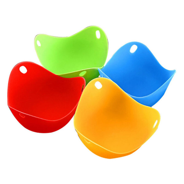 Non-Stick Egg Cooker Kitchen Set Egg Pan Pancake Mold Cookware Poached Egg Pan 4pcs (Red)