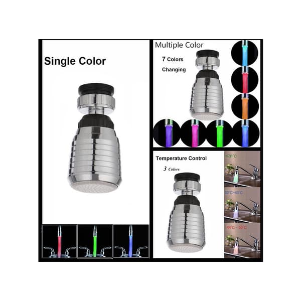 Flerfärgad LED-kran Temperatur Sensor RGB Ljus Ersättning Kran Badrum Kökstillbehör