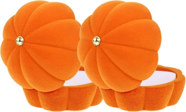 2 stk Plys Ring Display Etui Græskar Design Ringboks Smykkeskrin Halskæde Ørering Ringholder, Orange