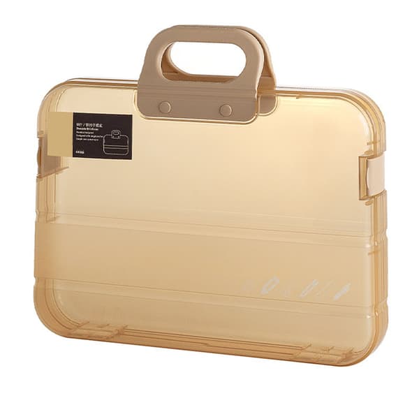 Clear Document Bag, Multifunctional, Large Capacity, Dustproof, Waterproof A4 File, Portable Project Bag for Office, School, Khaki