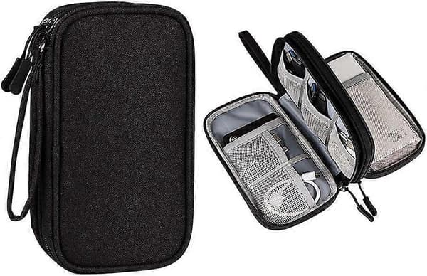 Powerbank-etui Opbevaringstaske til elektronisk tilbehør USB-drev-etui (sort).