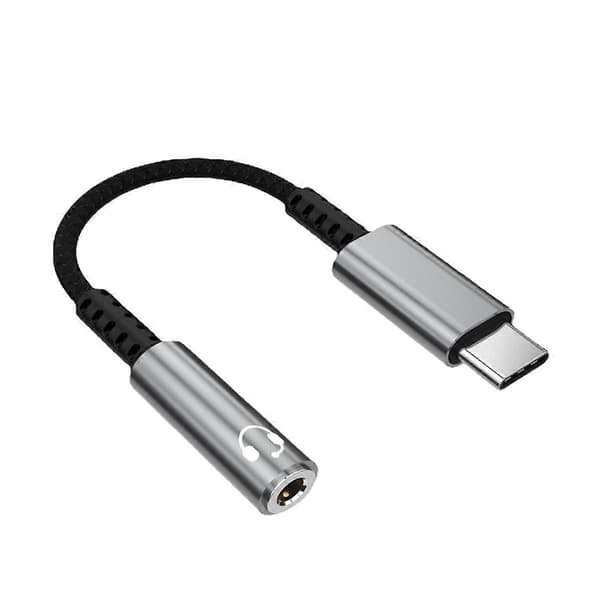 USB Type C til 3,5 mm Hovedtelefonstik Digital Lydadapter Konverter USB C til 3,5 mm Hovedtelefon Aux Kabel Grå