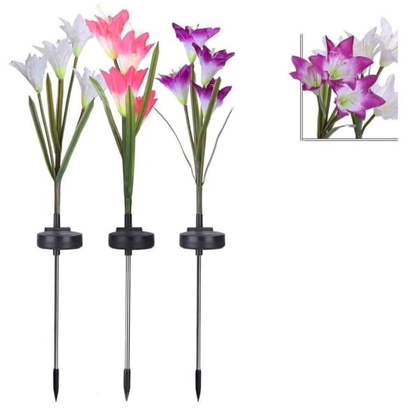 3 stk solcellelamper kunstige liljeblomster solcellelamper utendørs solcellelamper KLB