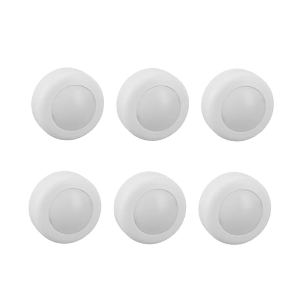 6 pcs LED Puck Lights with Remote Control Dimmable Circular Lamp for Under Cabinet Wardrobe Counter Lighting White