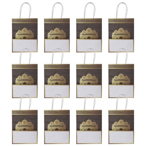 12 pcs Ramadan Gift Bag with Rope Handle Paper Decorations Tote Bag Craft Material EID MUBARAK