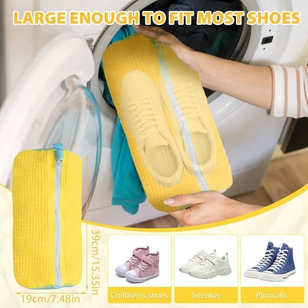Shoe Laundry Bag - Zippered Shoe Laundry Bag, Protect Your Shoes from Damage, 2-pack[DB] YELLOW YELLOW