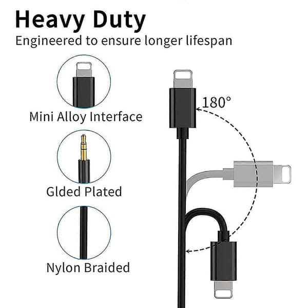 JBC-025B Lightning Han til 3,5 mm Han Lydkabel Bil Lyd Aux-ledning 1m til iPad/iPhone