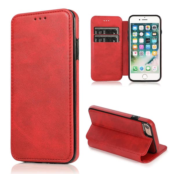 Knight Lærveske for iPhone SE 2022 / SE 2020 / 7 / 8 [DB] Rød Red