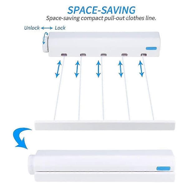 Retractable Clothesline for Indoor and Outdoor Use - Five Lines