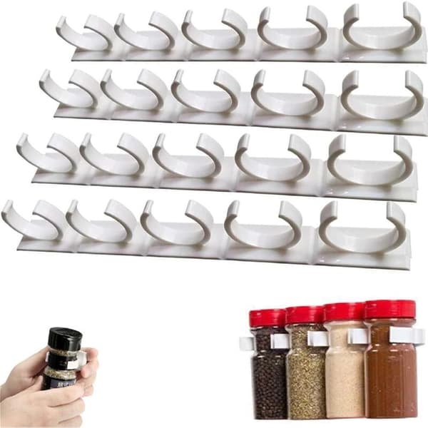 Wall Spice Rack, Spice Organizer, Kitchen Spice Organization, Kitchen Storage Shelf, White Refrigerator Shelf, for 20 Spices, Jars, Pots, Kitchen Utensils