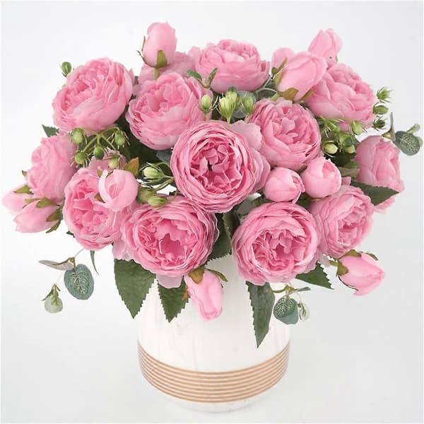 Kunstig Buket Pæonblomster Bryllupsdekoration Som Ægte Blomst Lys Pink