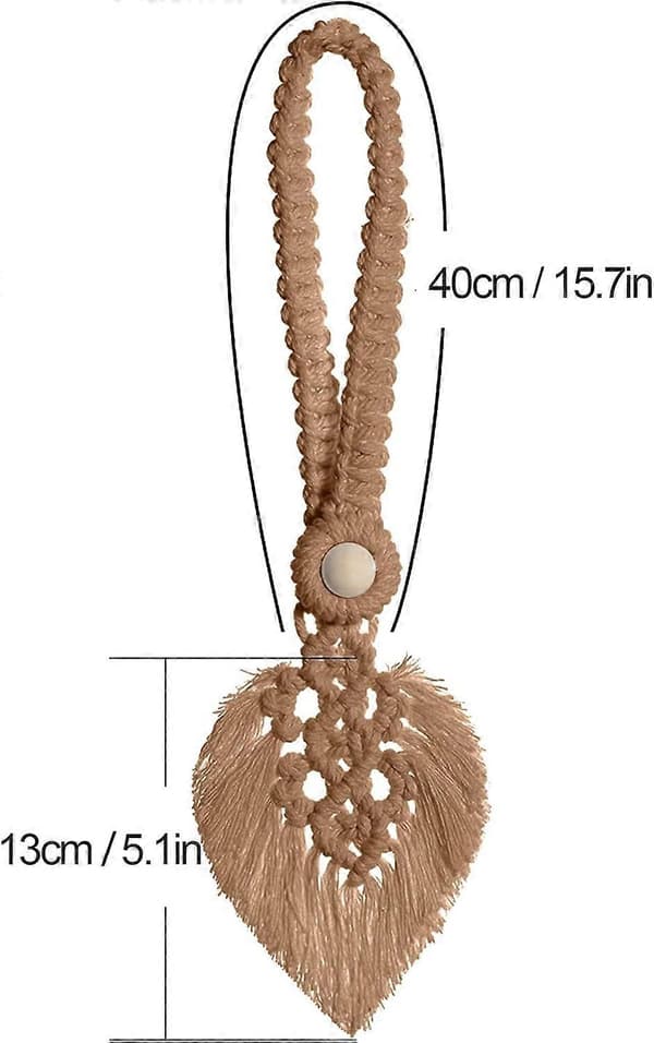 Boho Gardinbinding, Blad Bomuld Makramé Gardinklemmer, Fjer Gardinklemmer