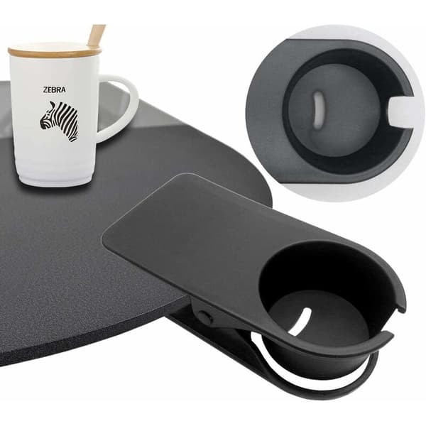 Clip-on drikkeholder til borde og skriveborde