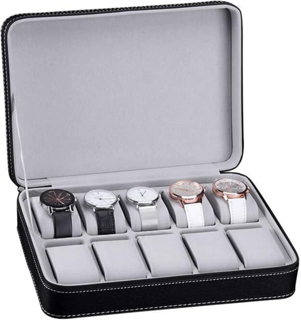 Watch Storage Box (10 Slots) Watch Display Stand Case PU Leather