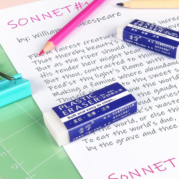 6-pack Pencil Erasers, Large White Erasers for School and Office, Artist Erasers for Drawing