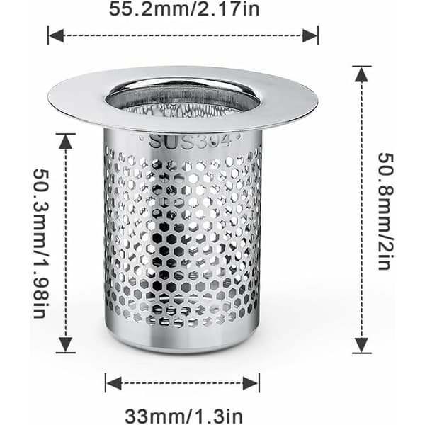 Hårfanger til Bruser, 3 stk. Rustfrit Stål Vaskesi til Badeværelse, 5,5 x 5 cm Vaskeprop Filter til Altan, Køkken Badeværelse Gulvafløbsfilter