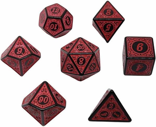 7-delt polyedrisk terning 20-siders rollespill polyedrisk terning sett fargede terninger med poser for DND RPG MTG (rød)