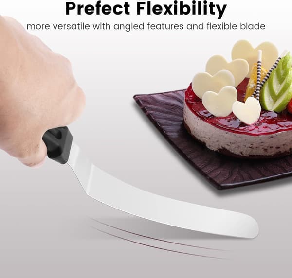 Offset Spatula Set with Angled Cake Spatula, Stainless Steel Blade Icing Tool for Cake Decoration, Ergonomic Handle Design for Smooth Icing