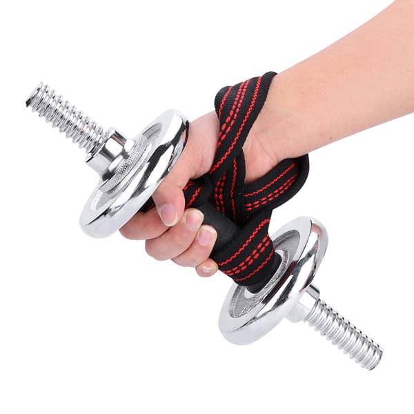 Soft Nylon and Spandex Weightlifting Straps, Figure 8, Workout Support, Hand Protection (M)