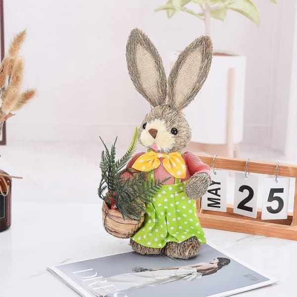Easter Bunny Doll Ornament Hanging Easter Bunny Fabric Handmade Hare Gift (35CM)