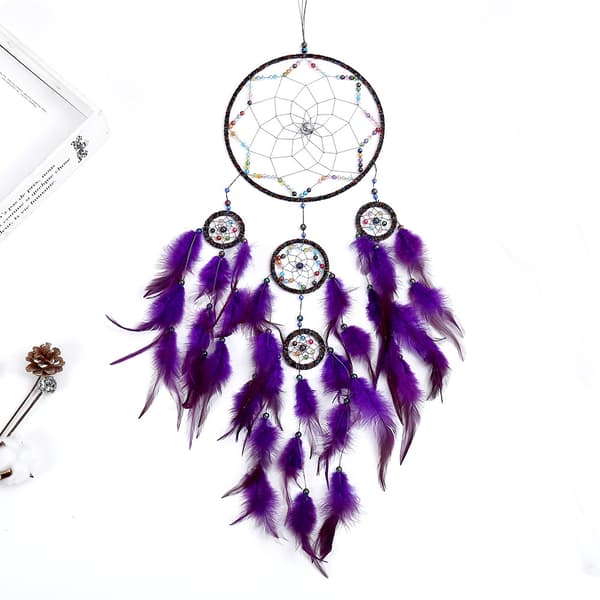 Dream Catcher Feather Pendant Five Rings Wind Chimes Pendant Home