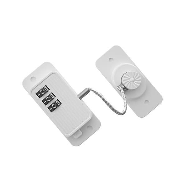 Multifunctional Safety Lock - Upgraded Traceless Adhesive Combination Lock with 3-Digit Code for Refrigerators and Cabinets, ABS+Steel Wire White White White