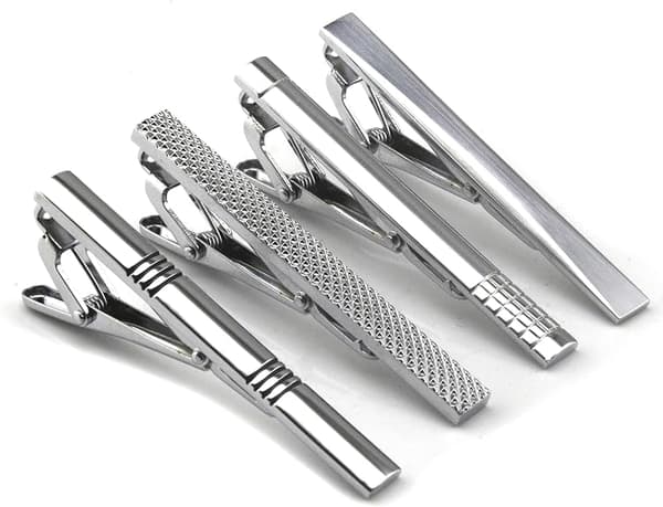 4-pack slipsnålar, present till män, silver slipsnål set