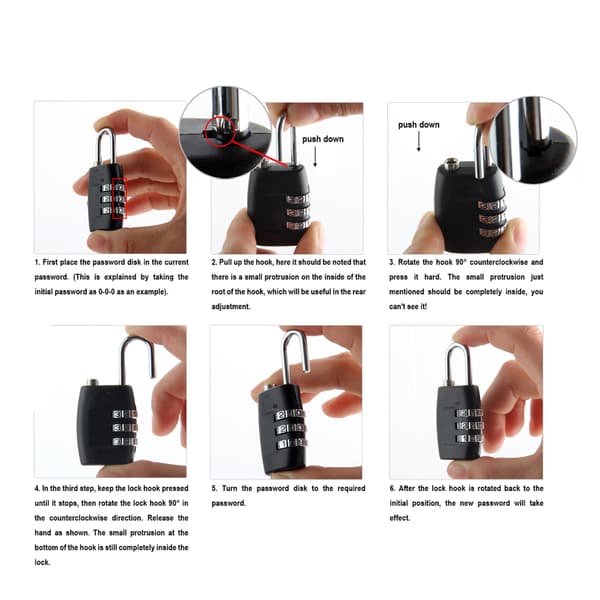 3-digit Combination Padlock TSA Approved Luggage Mini Padlock Gym Security Lock