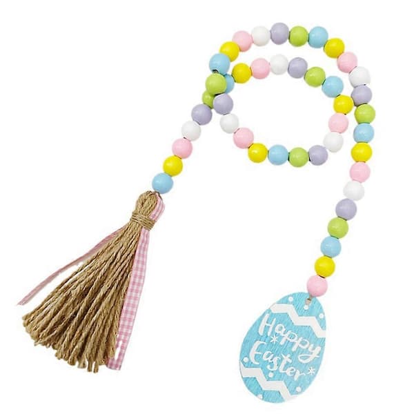 Easter Farmhouse Wooden Bead Garlands Easter Wooden String Beads Ornaments Easter Decor