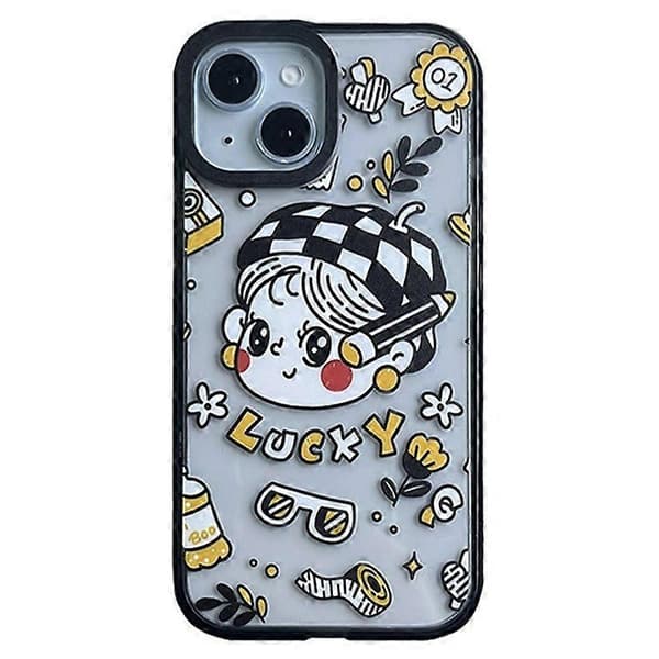 Cover til iPhone 14 Plus Lucky Girl Mønster Akryl Ridsefast Telefonbeskyttelse