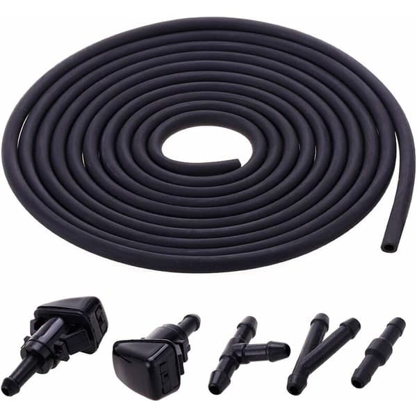 Meter viskerbladsslangesæt forrudevaskerdyse væskeslange med 3 stk. udløbsfuge 2 stk. forrudevaskerdyser (sort-6 stk.) - MODOU