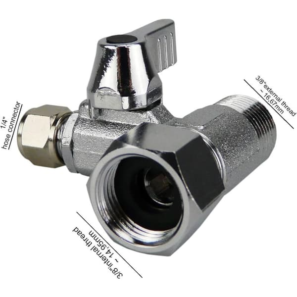 Shut-off valve, Shut-off valve T-adapter 3/8 x 3/8 x 1/4 for connecting 2 devices