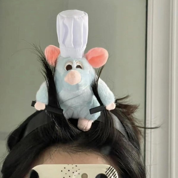Remy Ratatouille Hårbånd/ Aksel-Sittende Boss Remy Plysjleketøy Hårbånd Halloween Kostyme Hodeplagg Rotte Hårbånd