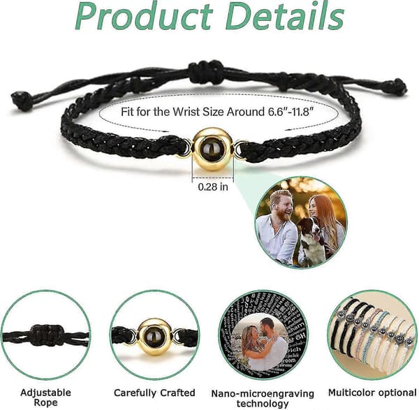 Personalized Photo Projection Bracelets - Custom Bracelets with Picture Inside [DB] 190cm 190cm